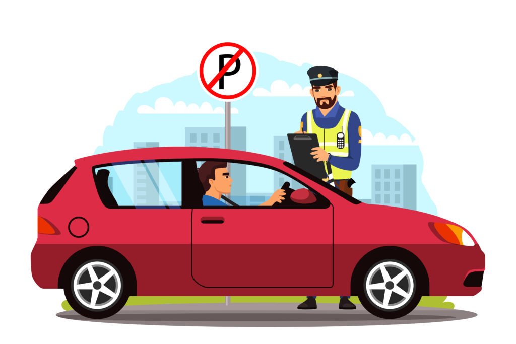 Learner driver stopping car at traffic signal during practice